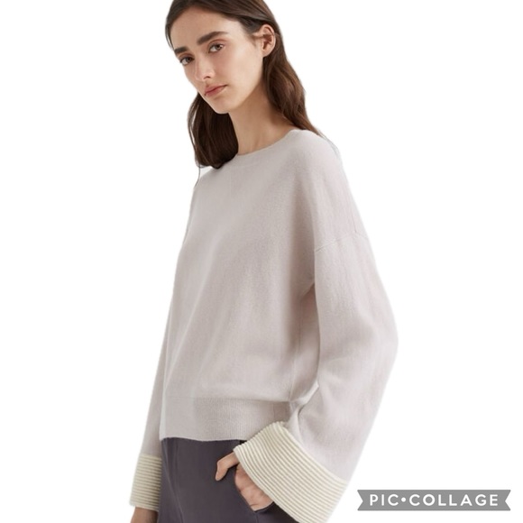 Host Pick! Rare Club Monaco Almond Creme Pure Cashmere Bell Sleeve